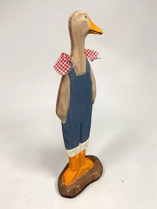 Vintage Wood Carved Goose Freestanding 12” Figure Duck W/Basket Statue Rare Find - Picture 9 of 16